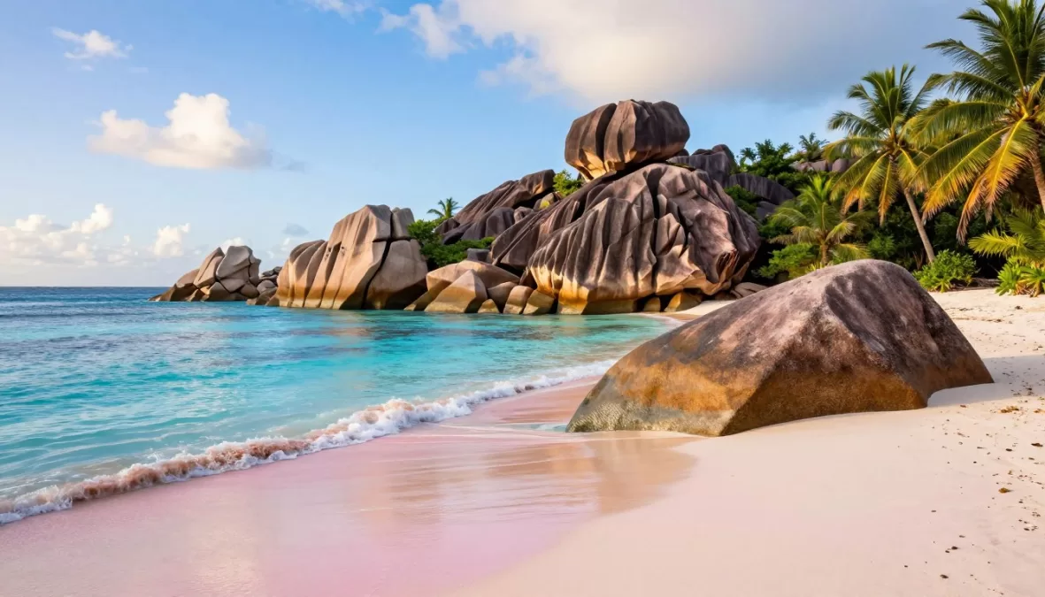 Anse Source d'Argent Seychelles granite boulders pink sand turquoise water