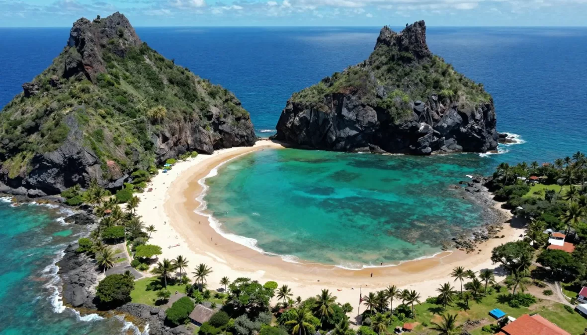 Baia do Sancho beach Brazil cliffs turquoise water Fernando de Noronha