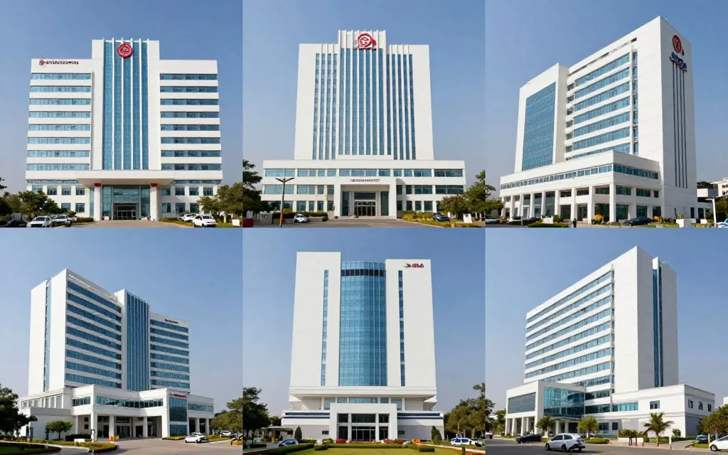 Collage of top hospital buildings across India