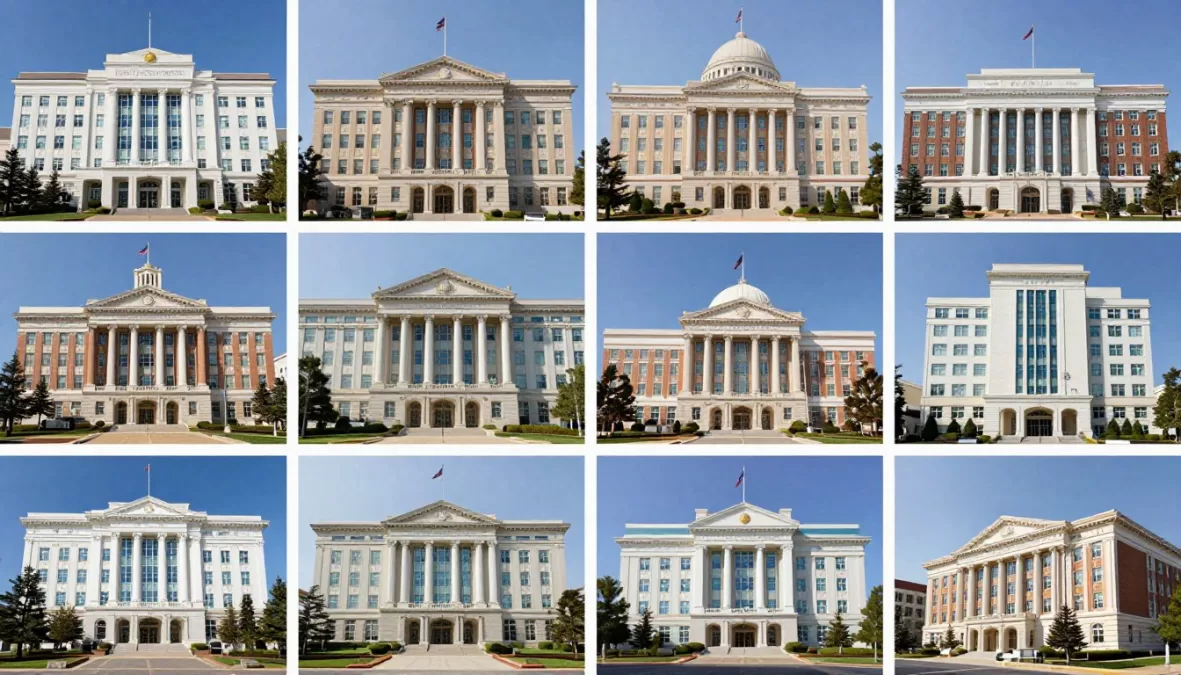Collage of top-ranked hospital buildings across United States