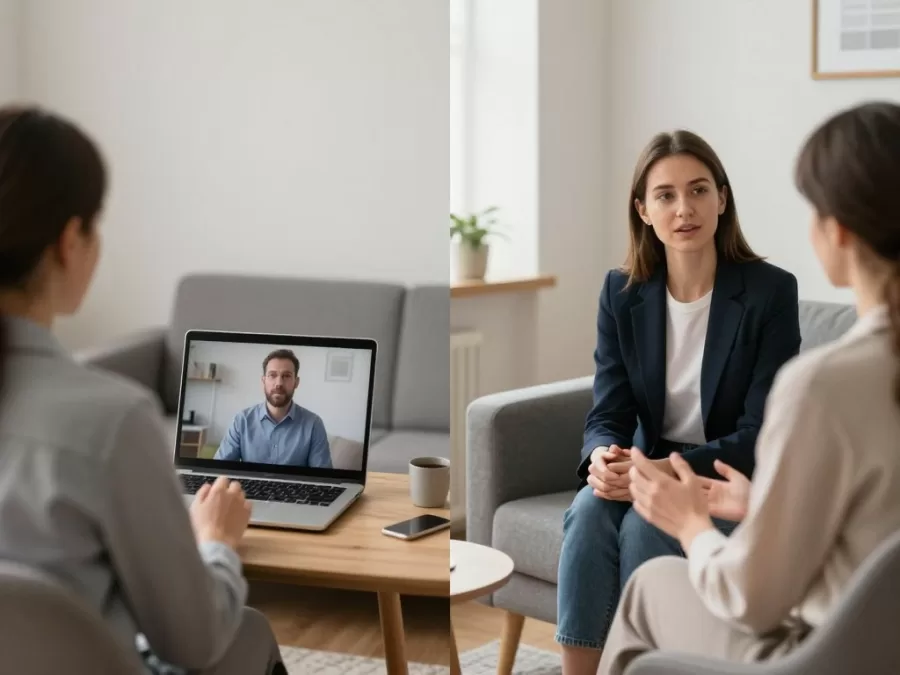 Comparison between online and in-person therapy settings