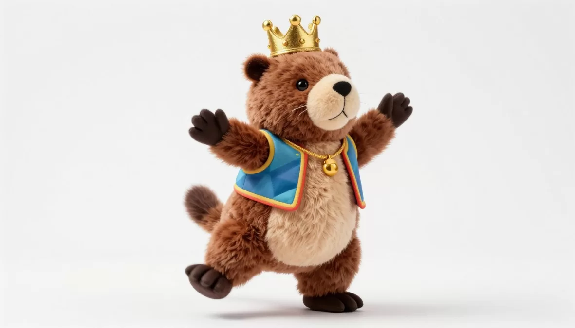 Dancing King George Beaver interactive plush toy in action
