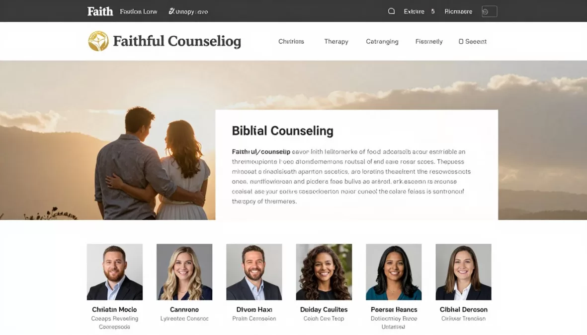 Faithful Counseling platform showing Christian therapy resources
