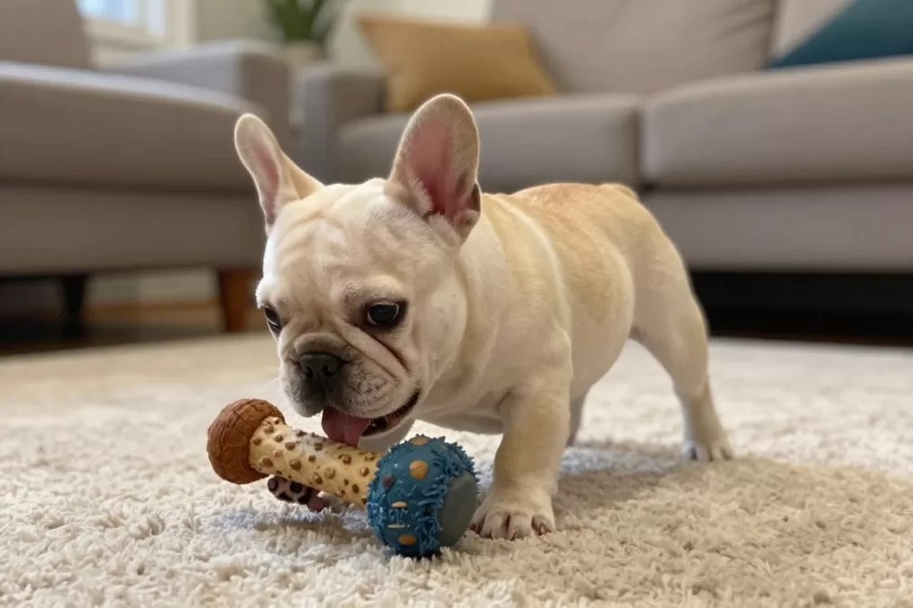 French Bulldog dog breed enjoying indoor playtime