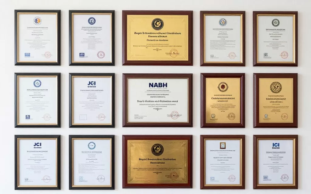Hospital accreditation certificates display