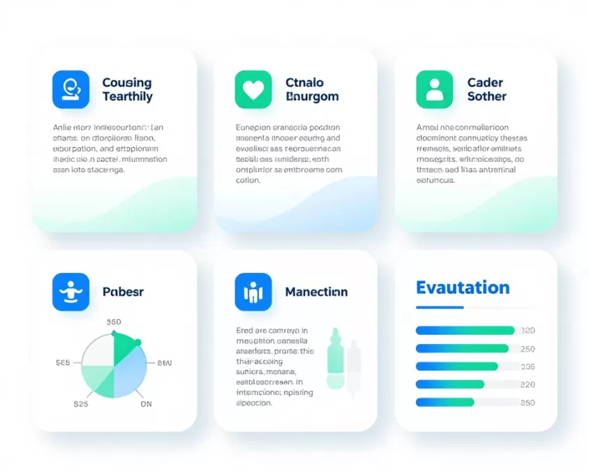 Infographic showing evaluation criteria for rating online therapy platforms