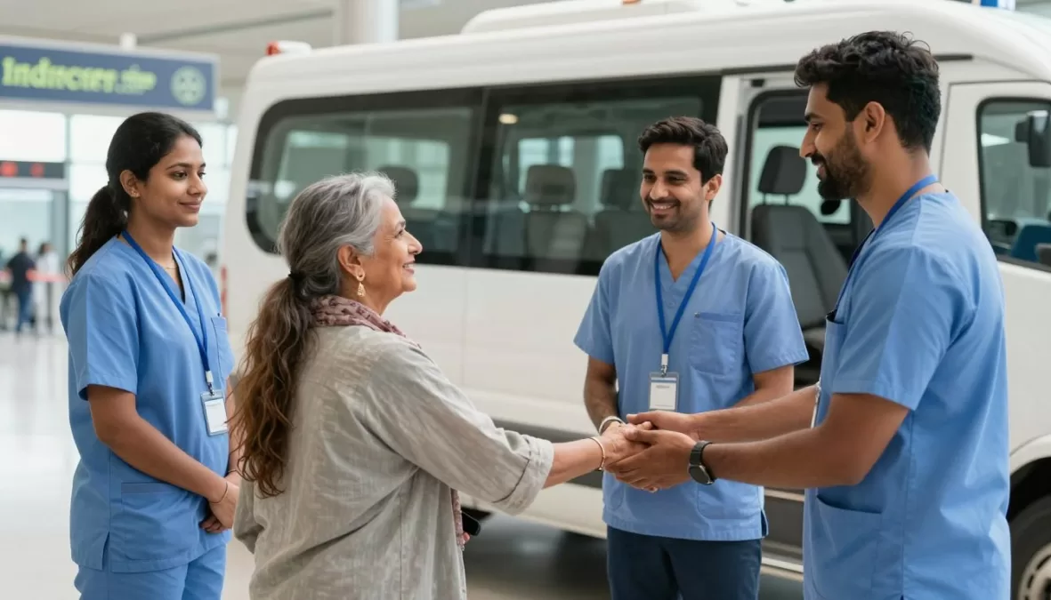 International patient arrival at Indian hospital