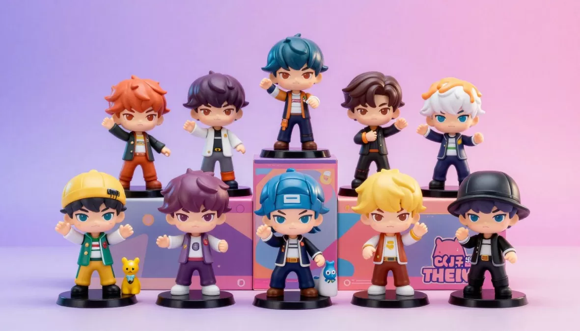 KPop Demon Hunters collectible figures display with packaging