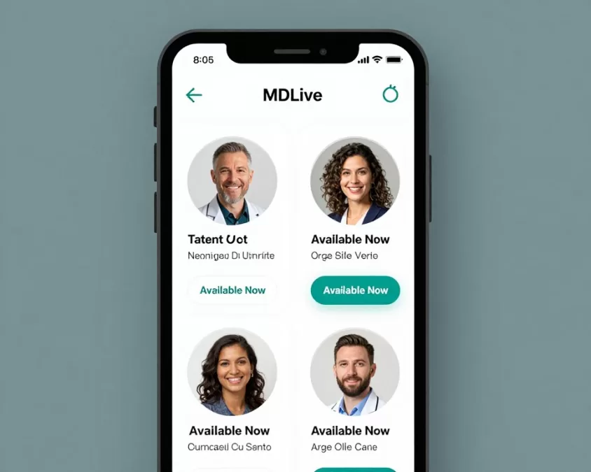 MDLive mobile app showing immediate therapist availability