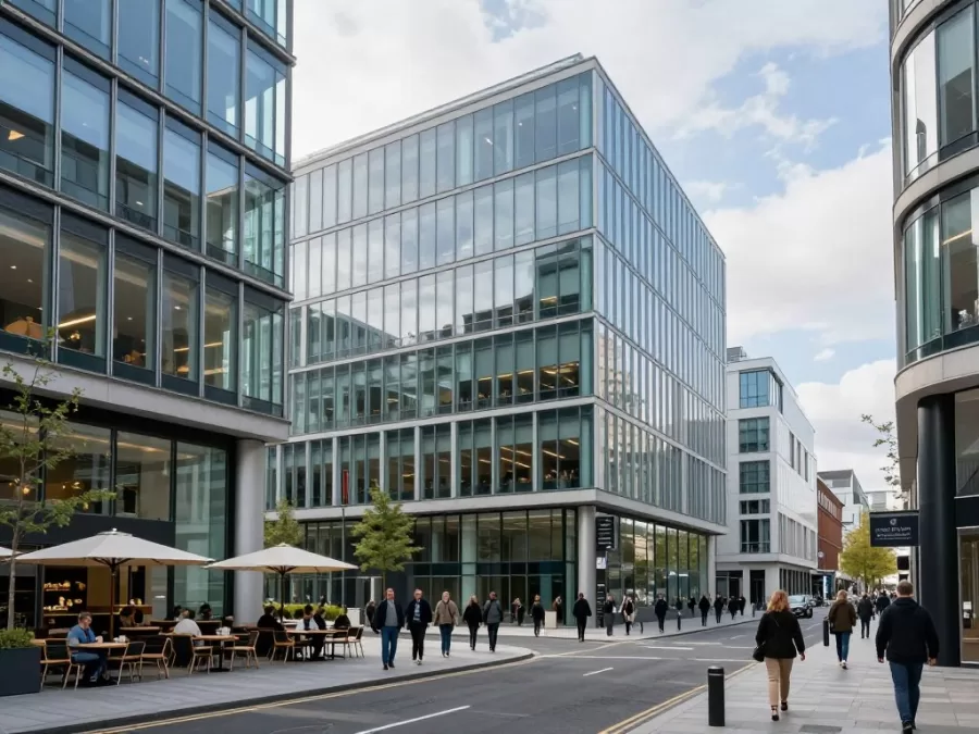 Modern Dublin business district showing Ireland economic growth and safety