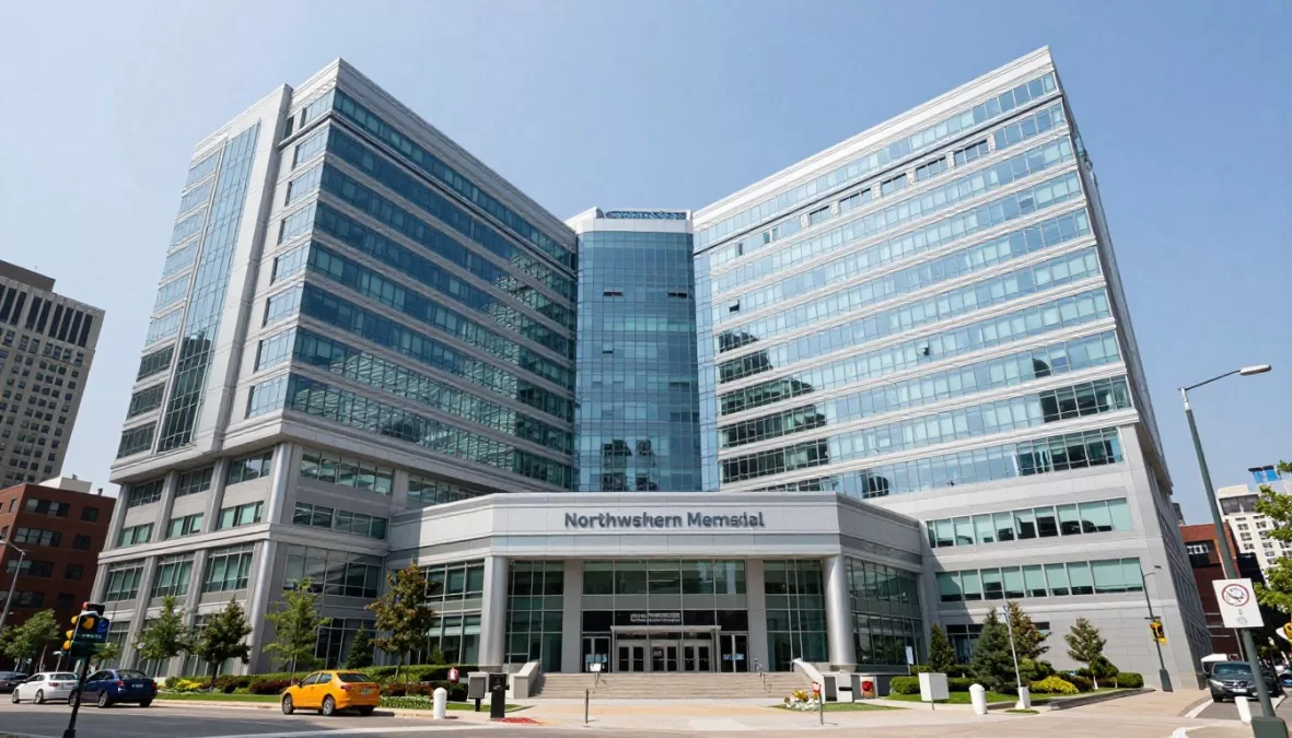 Northwestern Memorial Hospital Chicago skyline location