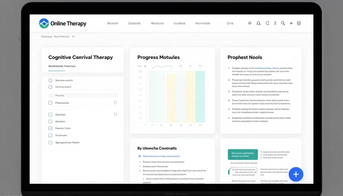 Online-Therapy.com CBT workbook interface and modules