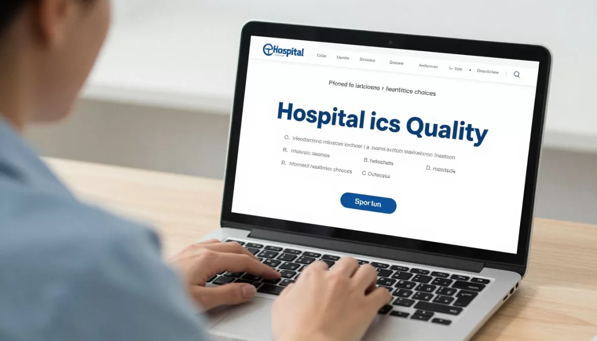 Patient researching hospital options on computer