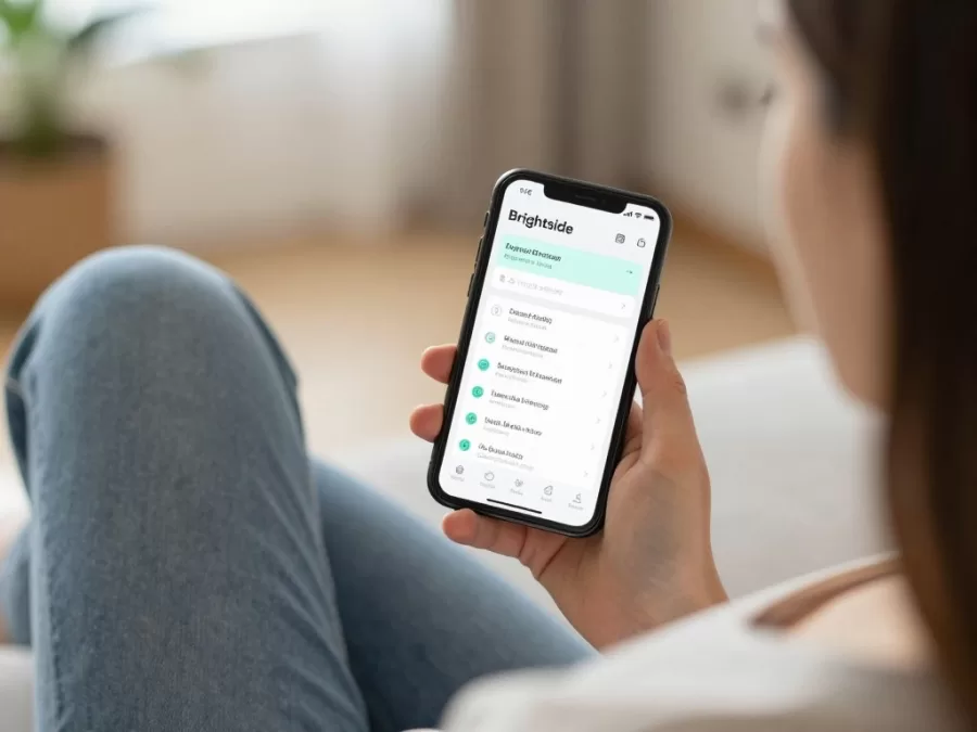 Person using Brightside mood tracking feature on phone