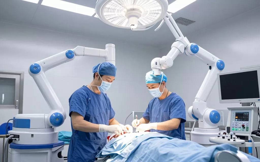 Robotic surgery in progress