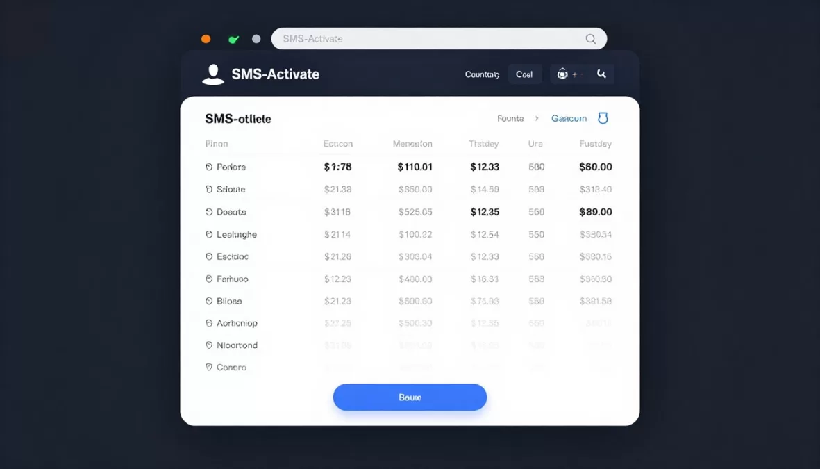 SMS-Activate user dashboard and pricing