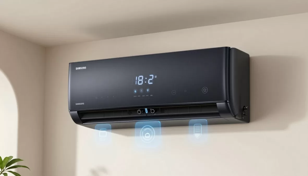 Samsung smart air conditioner with digital controls and IoT connectivity features