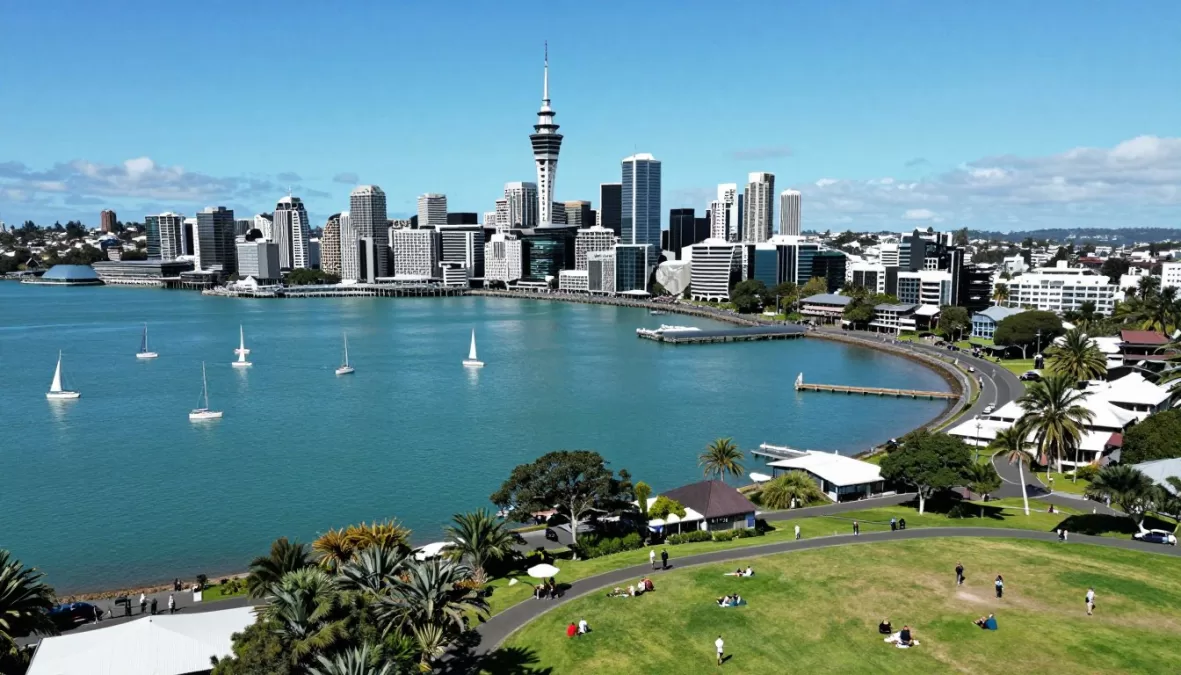 Stunning New Zealand landscape with modern city and natural scenery showing safest places to live