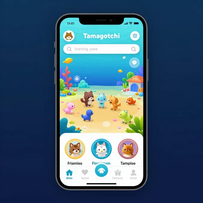 Tamagotchi Paradise companion app showing online features