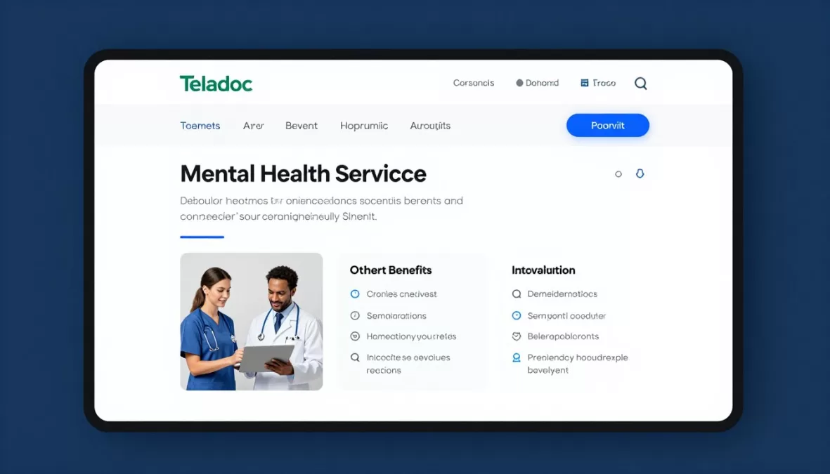 Teladoc employer benefits portal showing mental health services