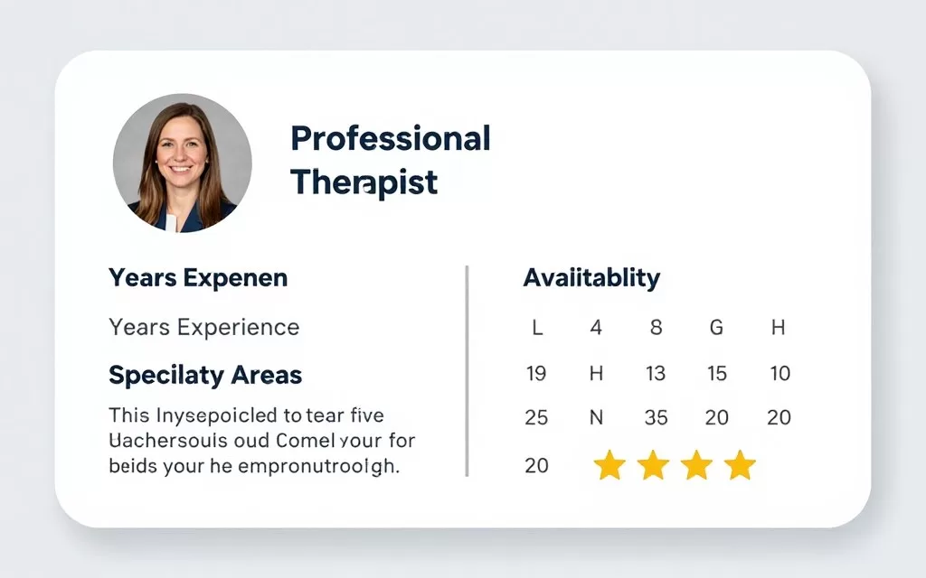 Therapist profile example showing credentials and specialties