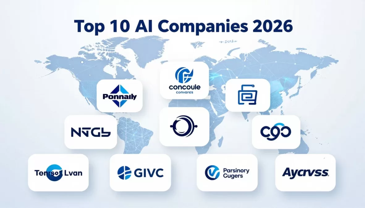 Top 10 AI companies in the world 2026 visual overview showing leading technology firms
