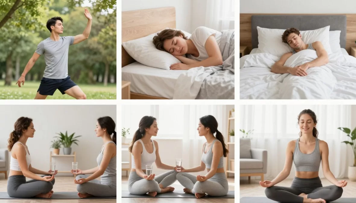 active lifestyle elements supporting brain health including exercise, sleep, and social connection