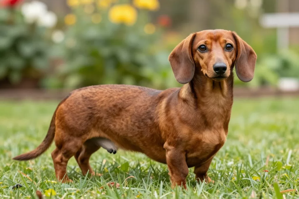 charming Dachshund dog breed with distinctive long body shape
