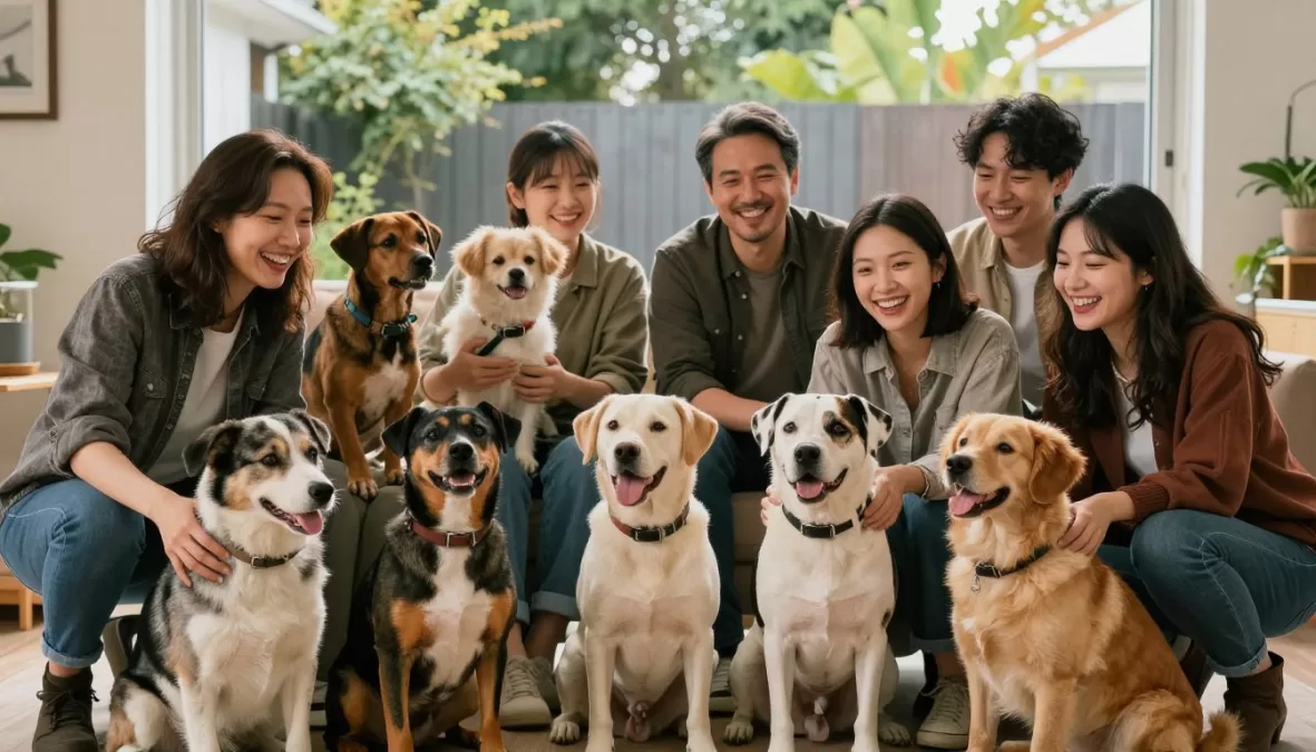 happy dog owner with their perfectly matched breed companion