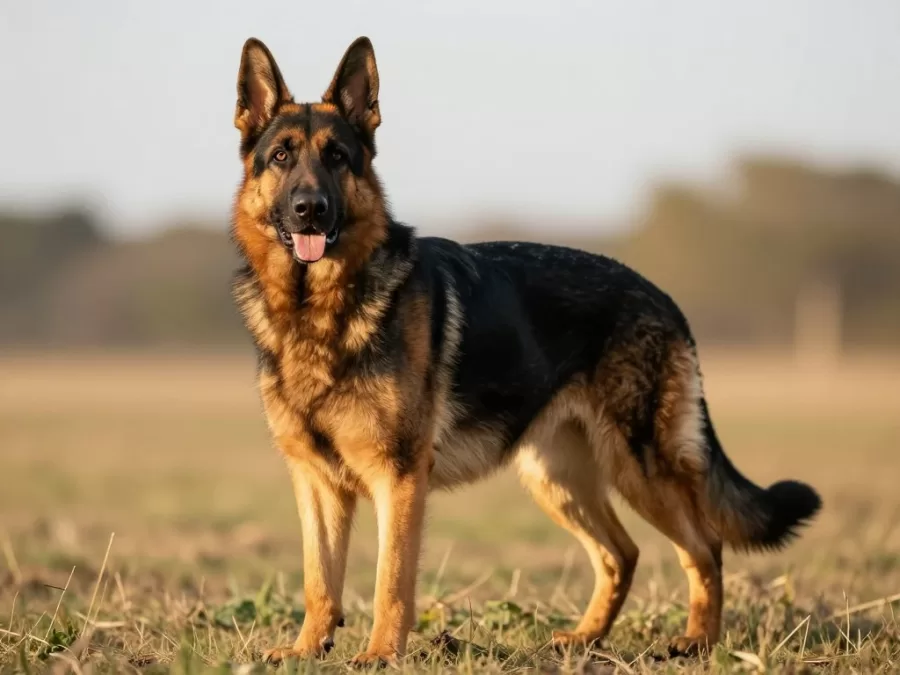 noble German Shepherd dog breed in alert stance outdoors