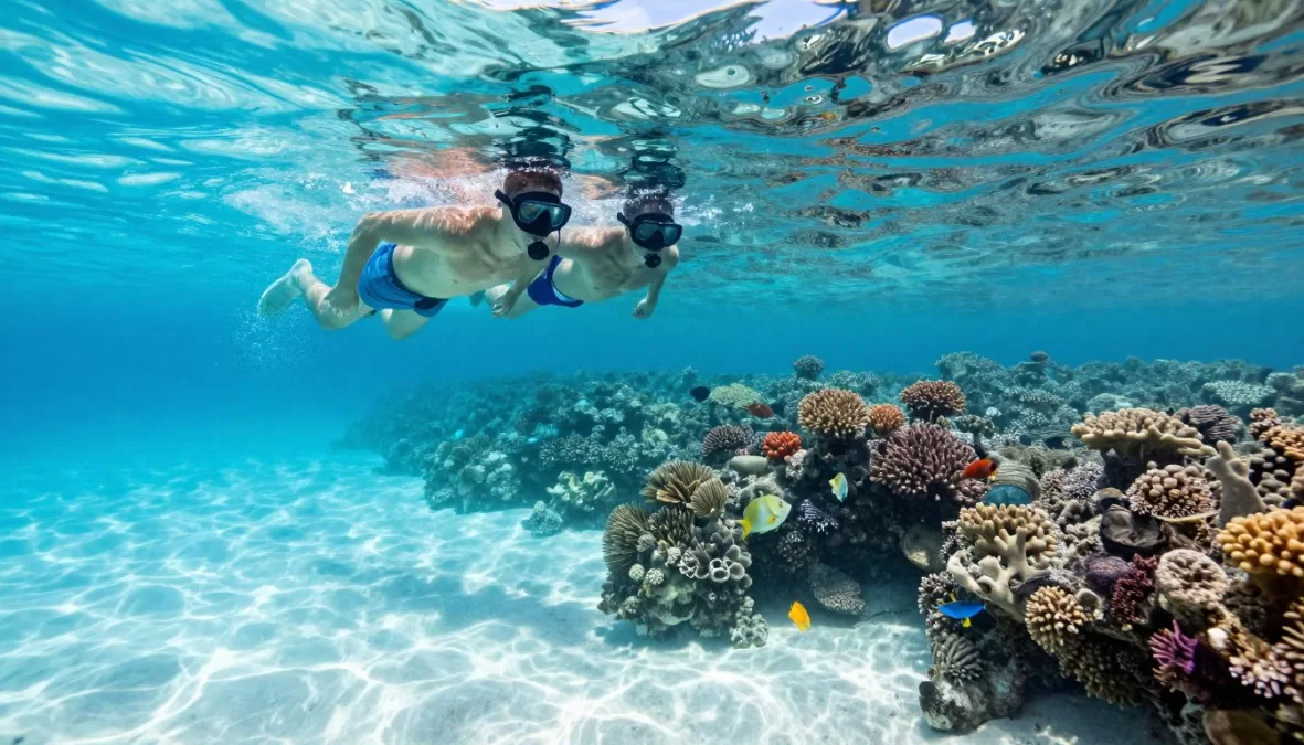snorkeling Whitehaven Beach coral reefs Great Barrier Reef