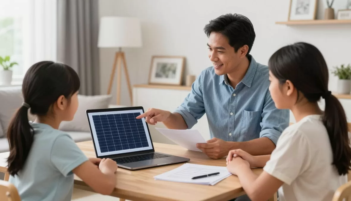 solar consultant reviewing proposals with Philippine homeowner