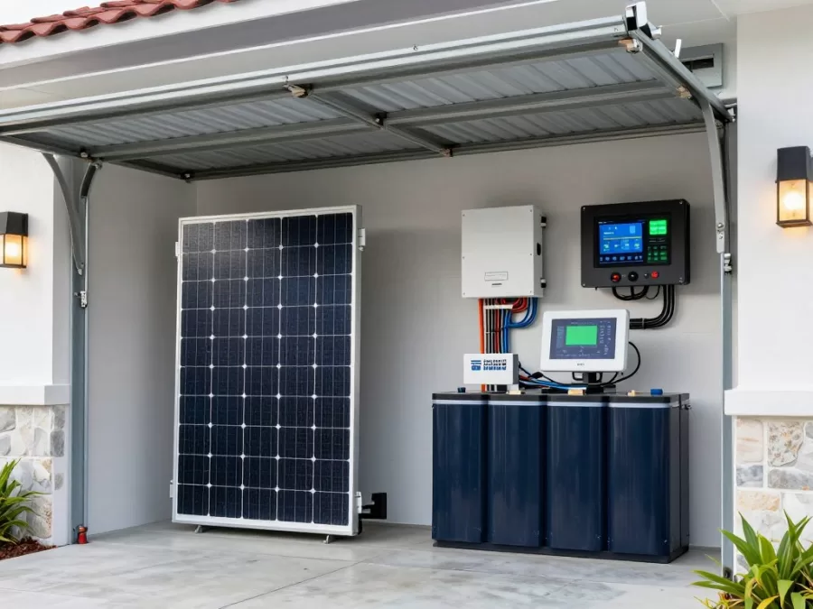 solar power system with battery storage installation