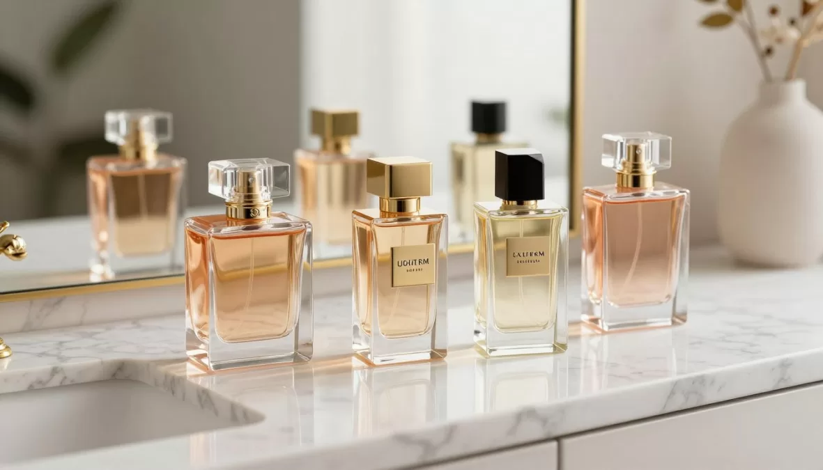 top 10 women's perfume 2026 luxury bottles on elegant vanity