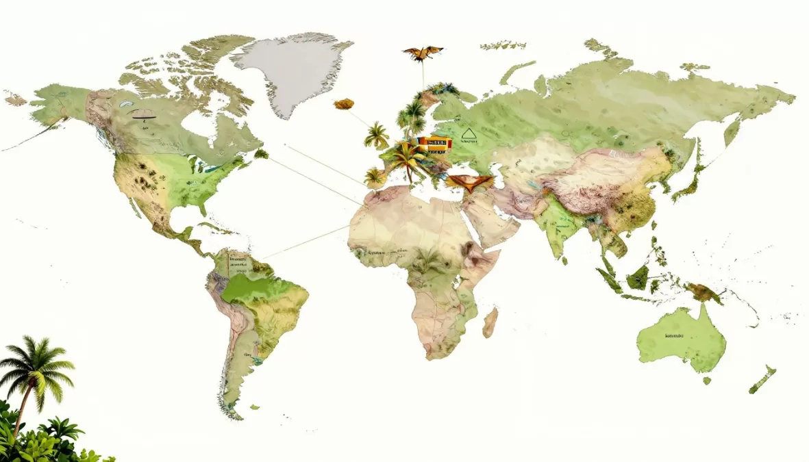 world map showing beach destinations tropical locations