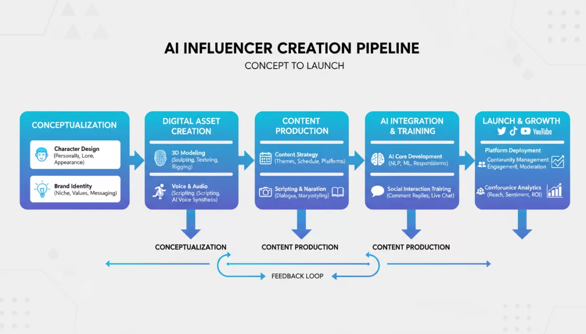 AI influencer creation process workflow
