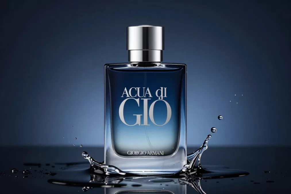 Acqua Di Gio Profumo bottle with marine blue gradient design