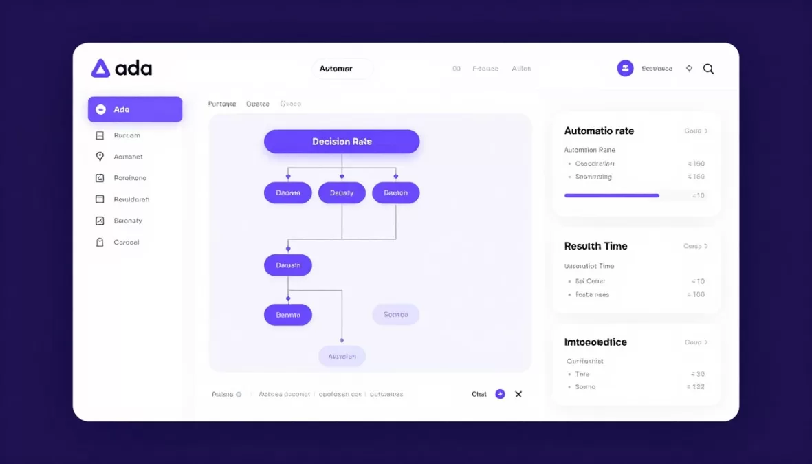 Ada chatbot interface showing self-service automation and resolution tracking