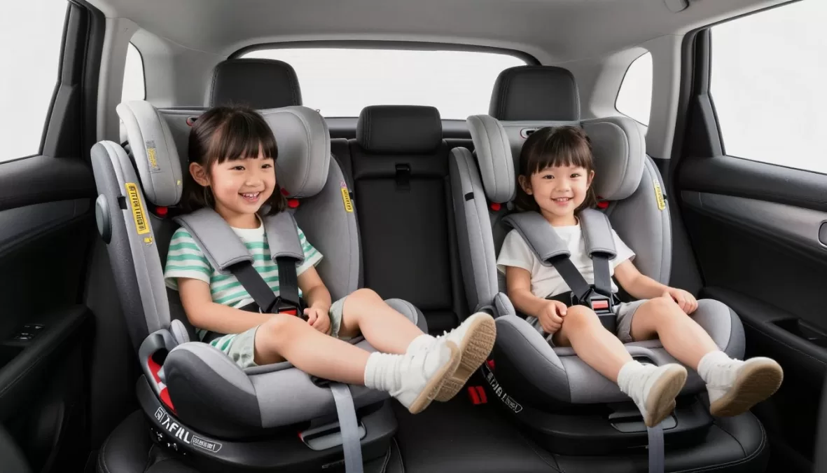 Child car seats installed in electric vehicle