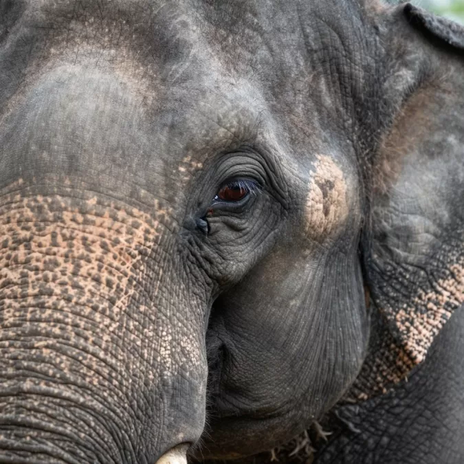 Close-up of Indian elephant's eye showing intelligence