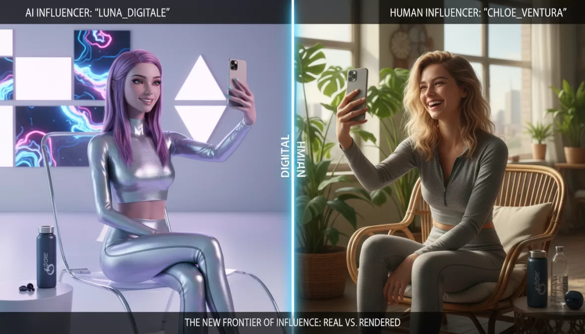 Comparison between virtual and human influencers