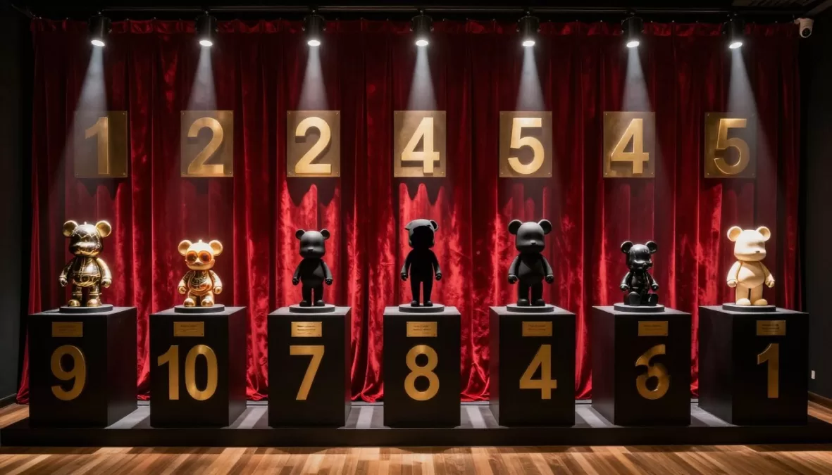 Countdown display of most expensive toys ranked from 10 to 1 in luxury setting