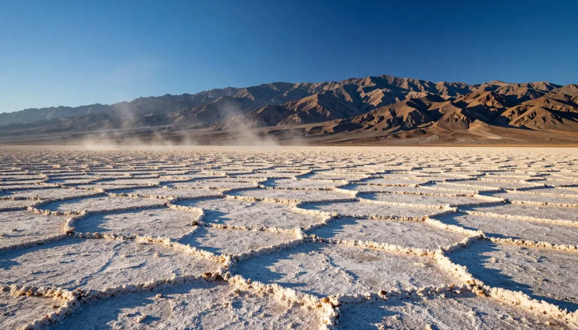 Death Valley landscape showing extreme desert heat conditions and barren terrain