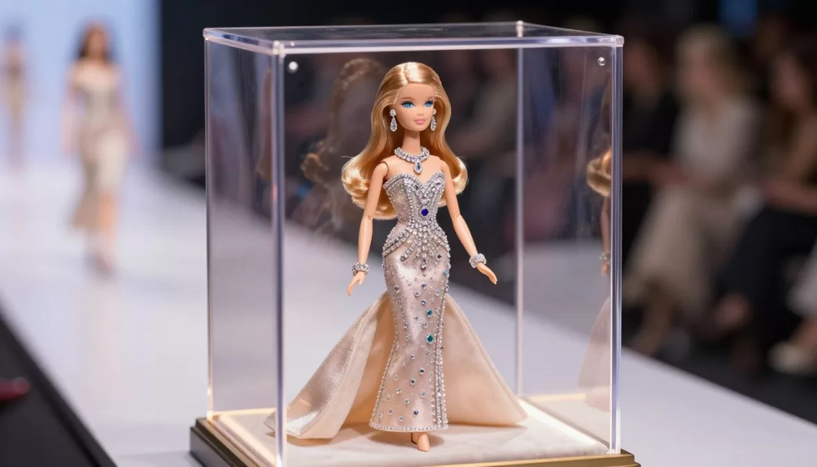 Diamond Barbie doll wearing luxury jewelry in premium display box