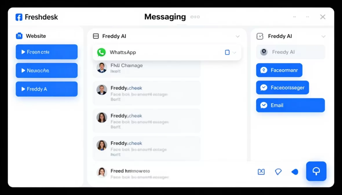 Freshdesk Messaging dashboard showing omnichannel conversations and AI automation