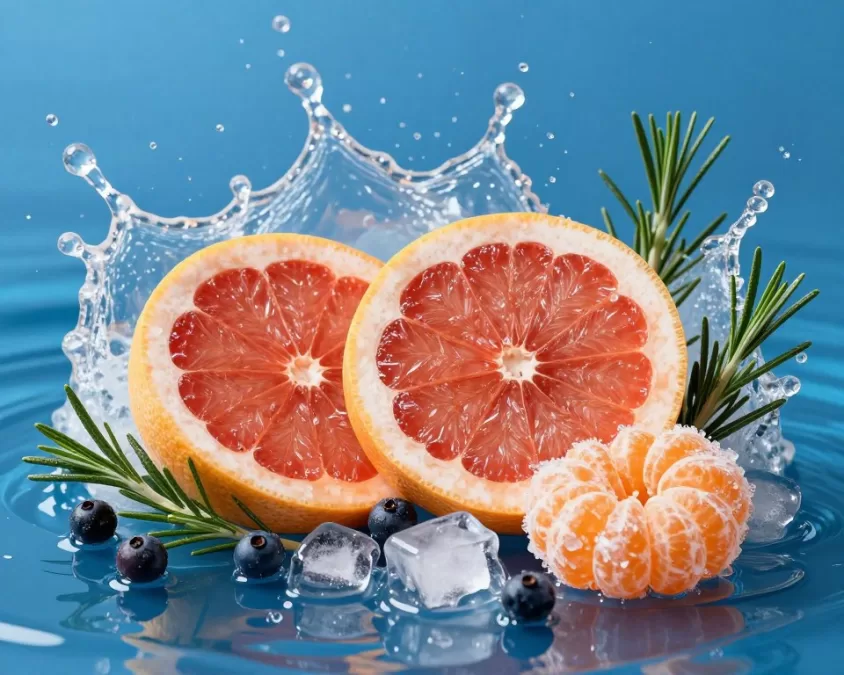 Frozen citrus fruits and marine elements composition