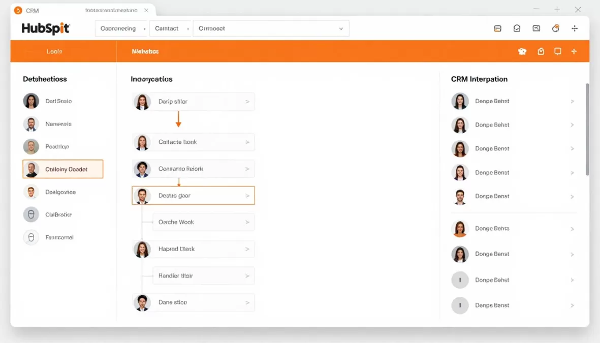 HubSpot chatbot builder showing CRM integration and contact management features