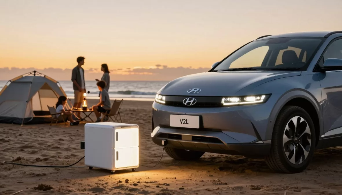 Hyundai Ioniq 5 V2L feature powering camping equipment