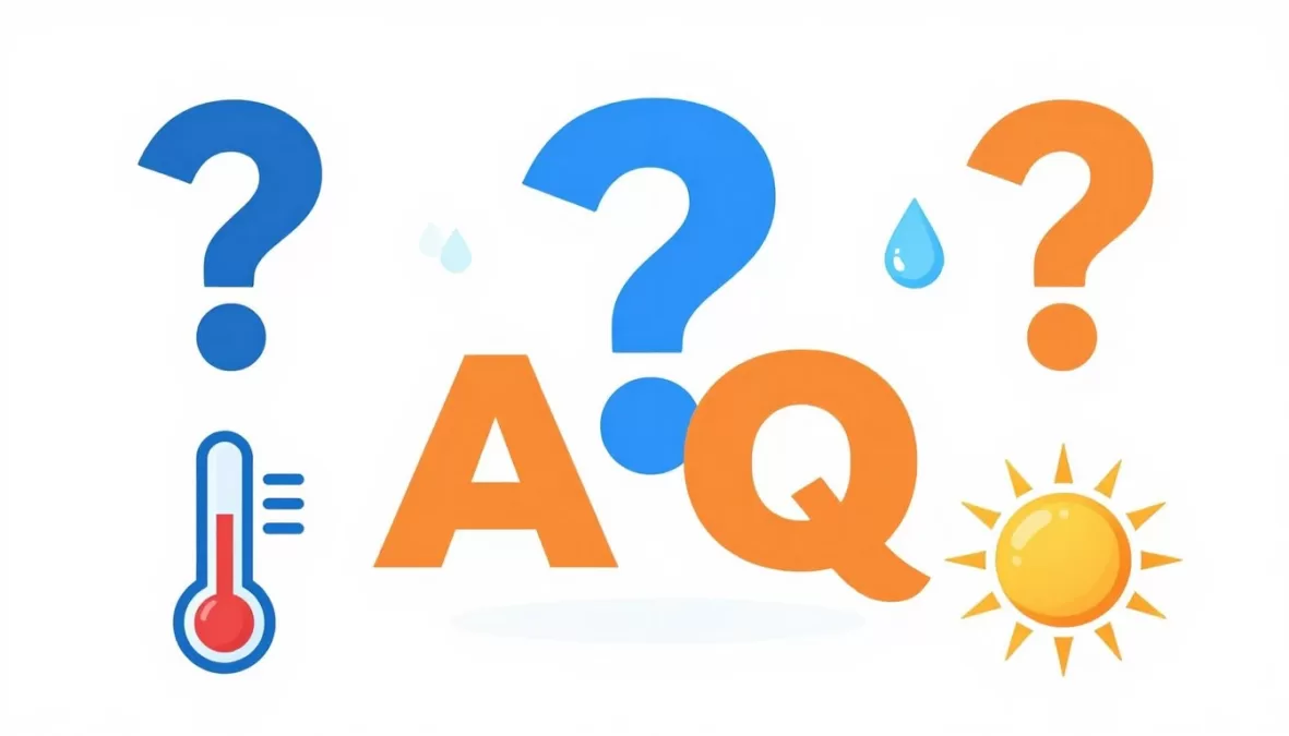 Informational graphic about heat safety questions and answers