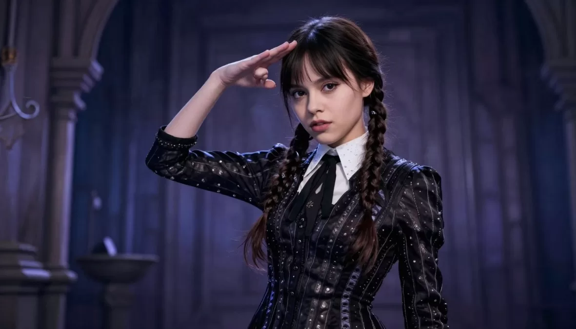 Jenna Ortega as Wednesday Addams showcasing iconic character portrayal
